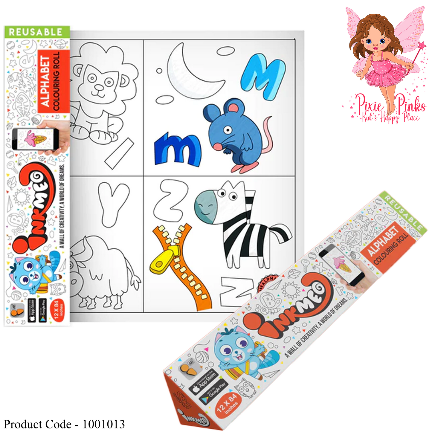 Alphabet Reusable Wall Colouring Roll (12 x 84 Inches) - AR Educational Journey