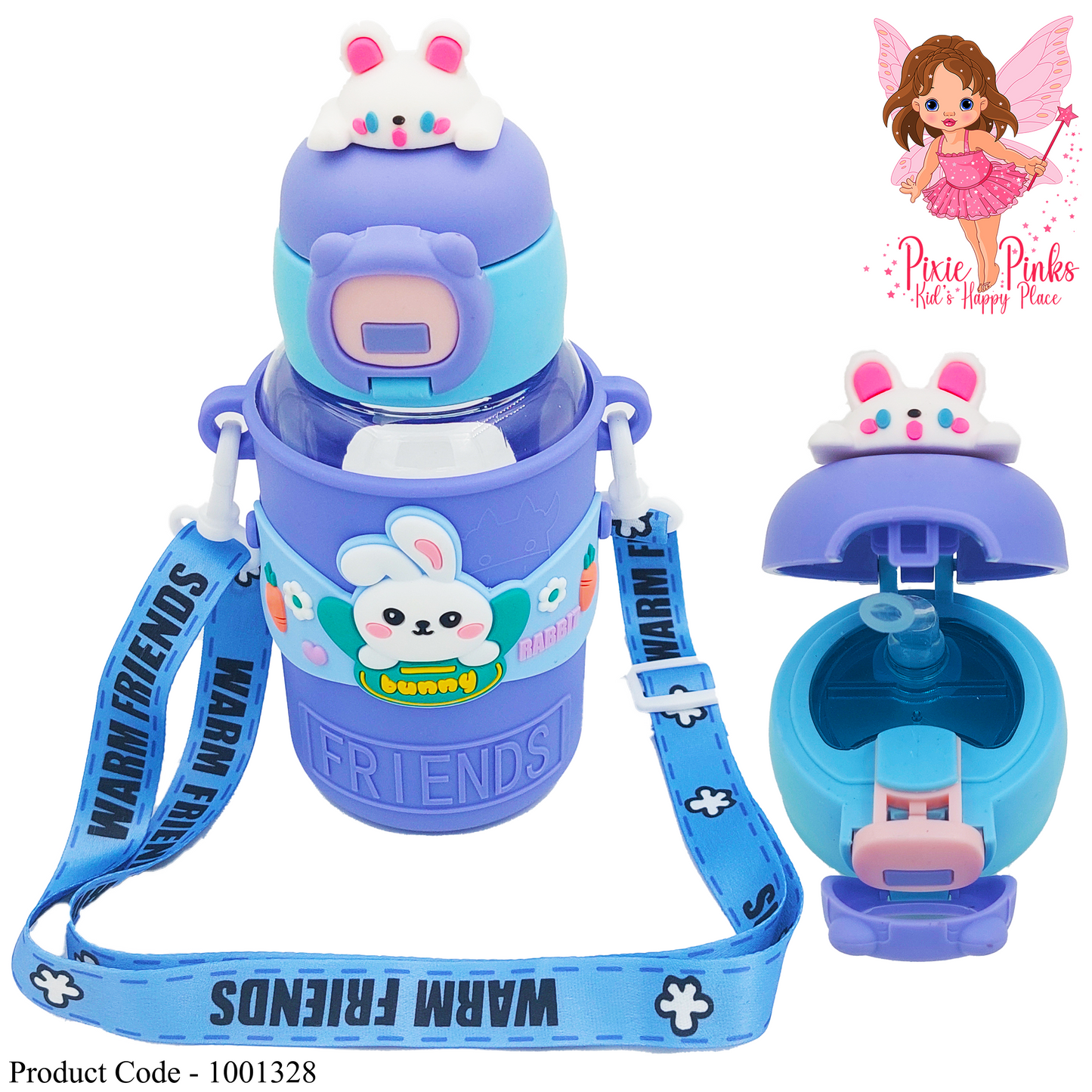 Kids Water Bottle with Bunny Cap