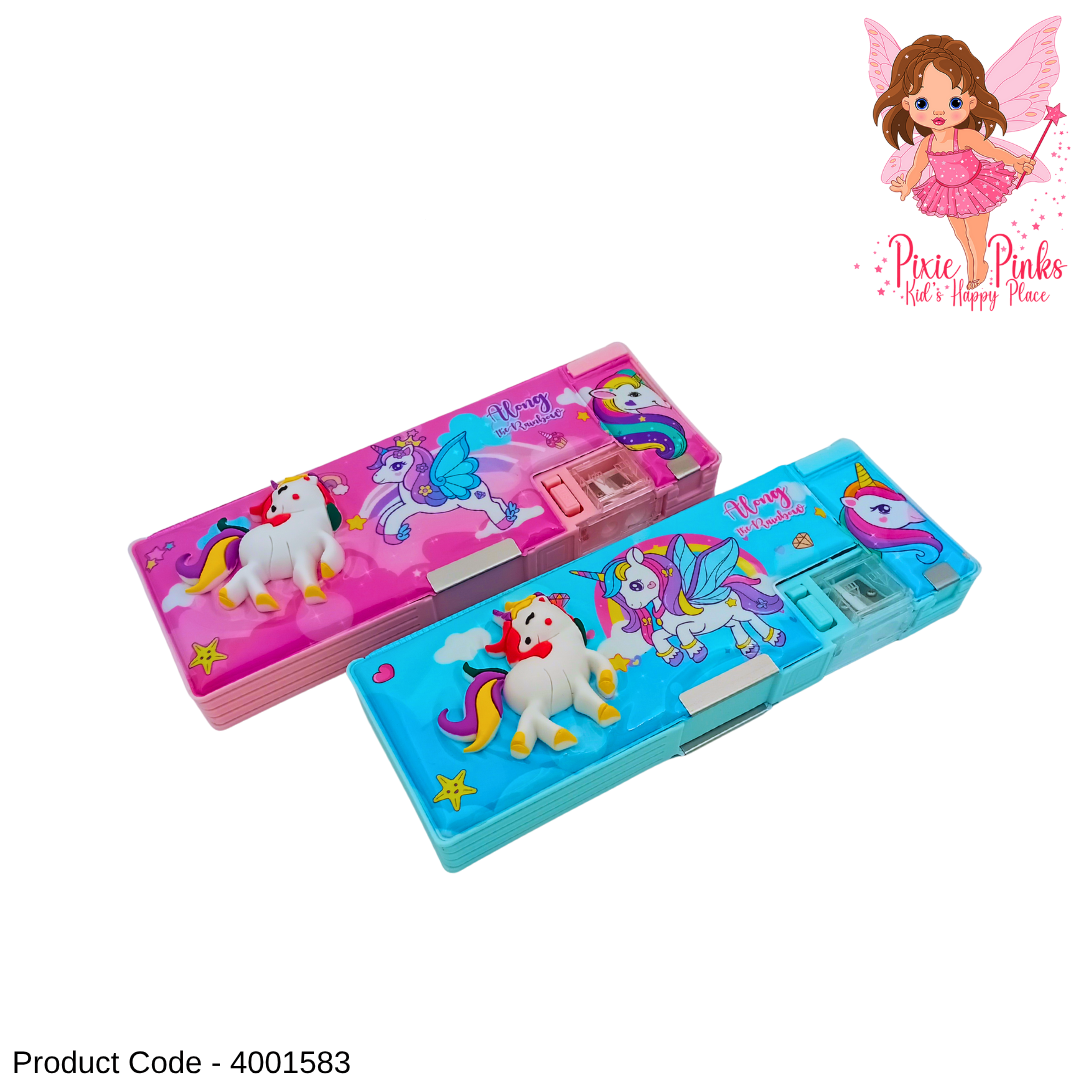 PixiePinks Unicorn Pencil Box ā Cute & Spacious Unicorn Themed Stationery Case for Kids