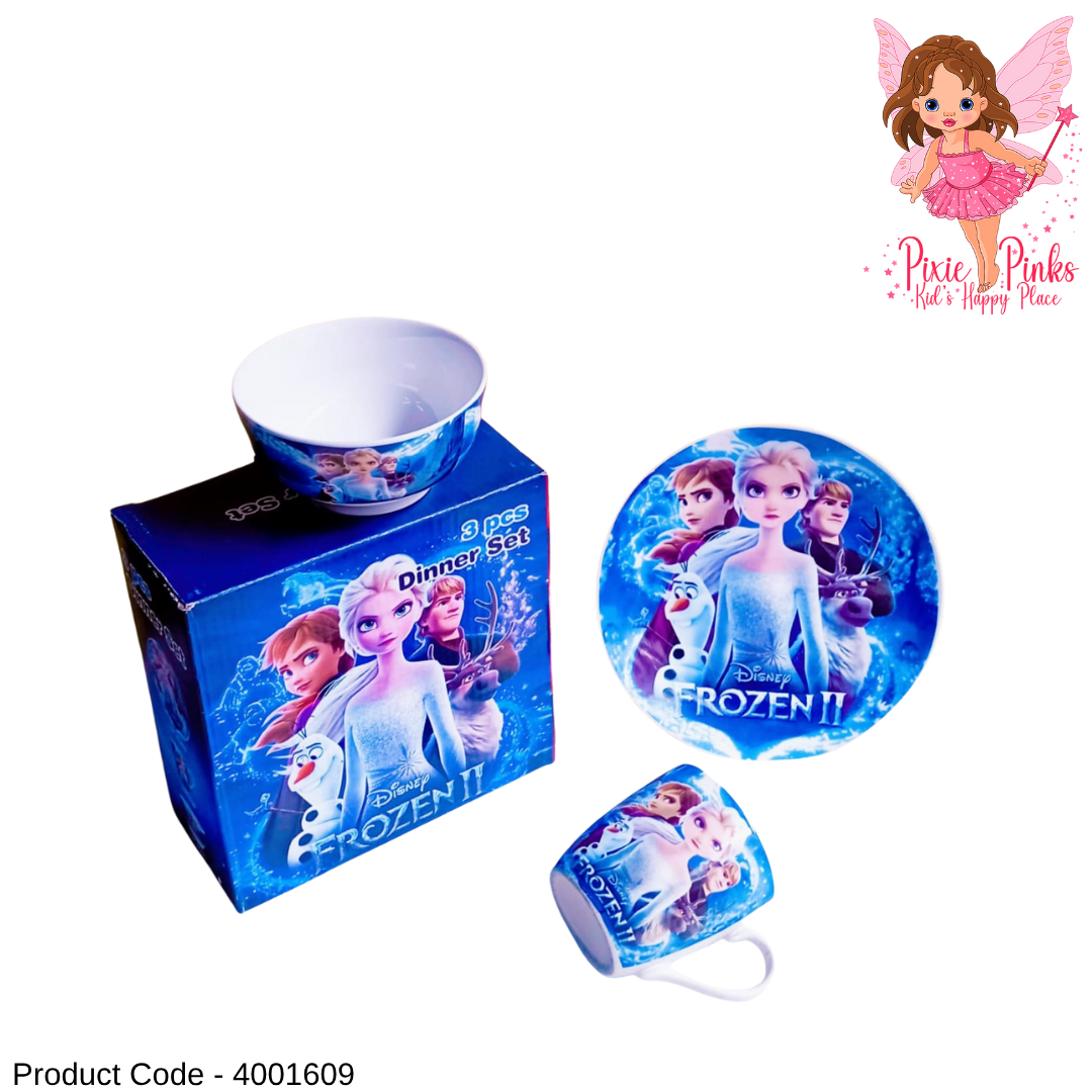 ❄️ Frozen II 3-Piece Ceramic Dinner Set for Kids Girls – Plate, Bowl & Cup ✨👸