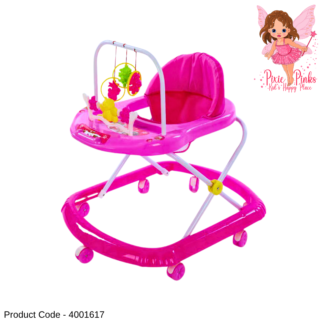 💖 Baby Walker with Play Tray & Toys – Safe Activity Cart for Baby Girls ✨👶