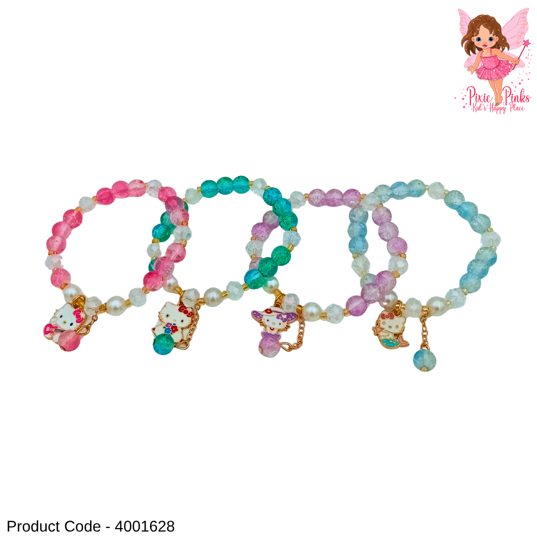 🌈 Cute Colorful Beaded Bracelet with Kitty Charm 🌸