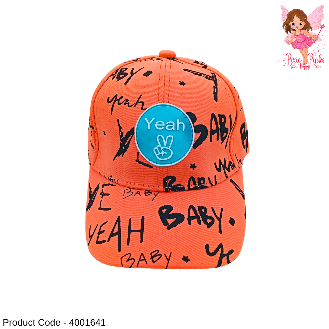 🧢 Trendy "Yeah Baby" Kids Cap – Pink Style ✌️✨