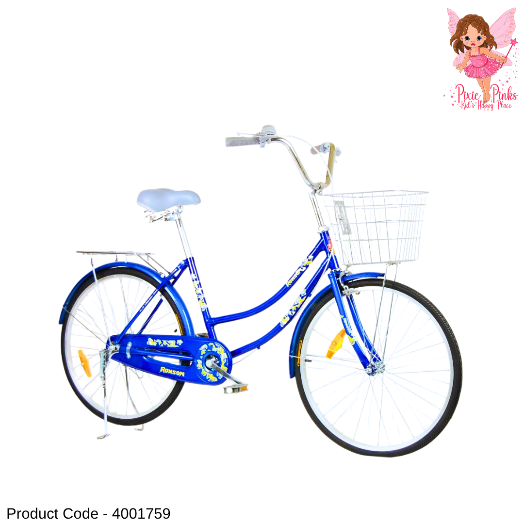 26” Blue Boys Bicycle with Front Basket | Strong & Stylish Kids City Bike | Durable Daily Riding Cycle