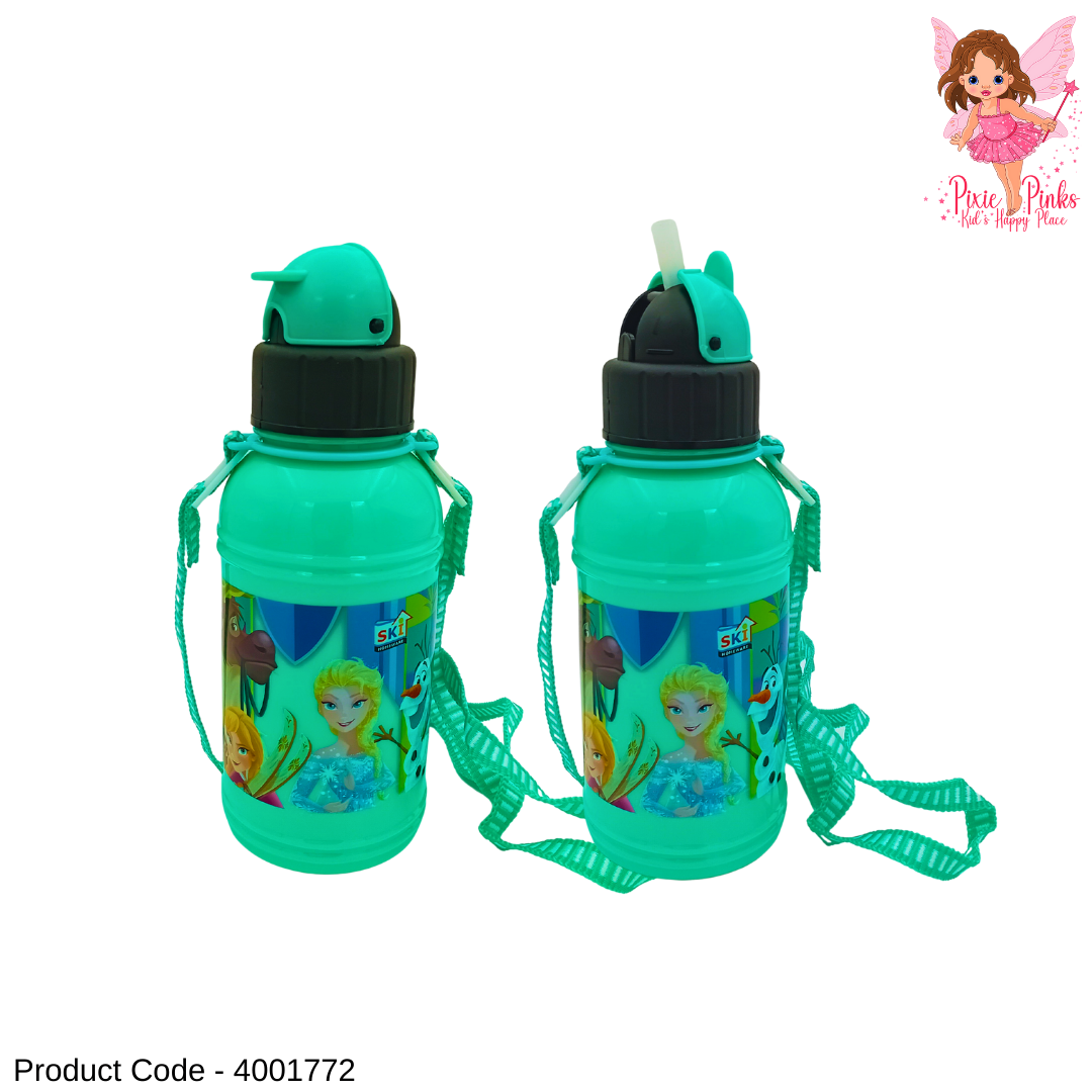 Frozen-Themed Kids Water Bottle with Straw & Carry Strap | BPA-Safe Cute Drinking Bottle for Girls