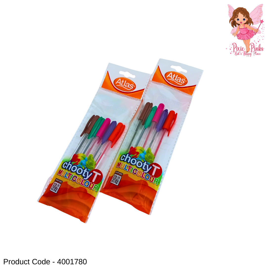 Atlas Vibrant 5-Colour Pen Set – Smooth Writing, No Smudge, Brilliant Colours for School & Office