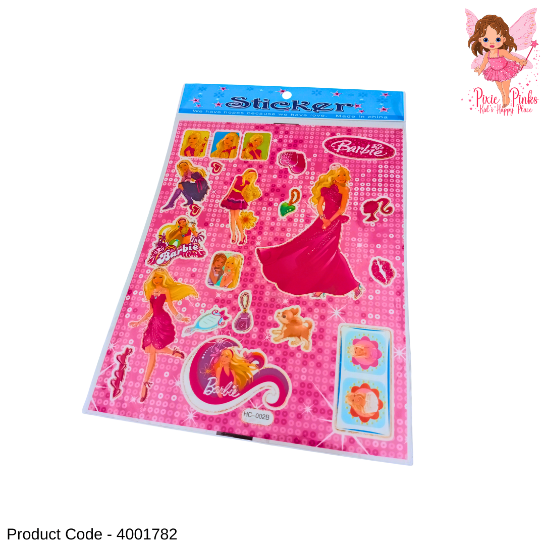 Barbie Doll Sticker Sheet for Girls – Cute Dress-Up & Decorative Stickers