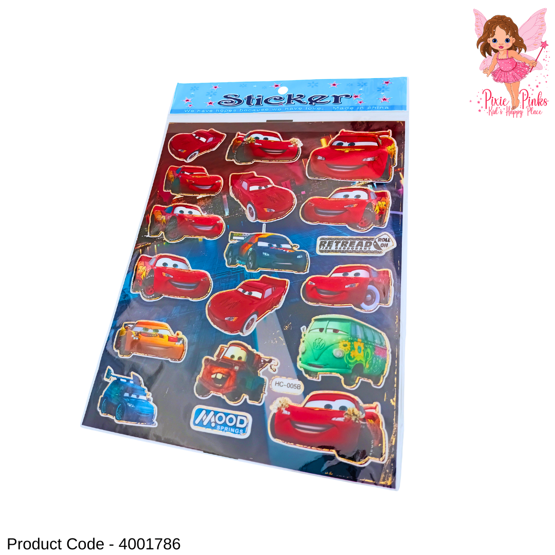 Cars-Themed Sticker Card for Boys – Vibrant 3D Puffy Stickers for School, Crafts & Reward Charts