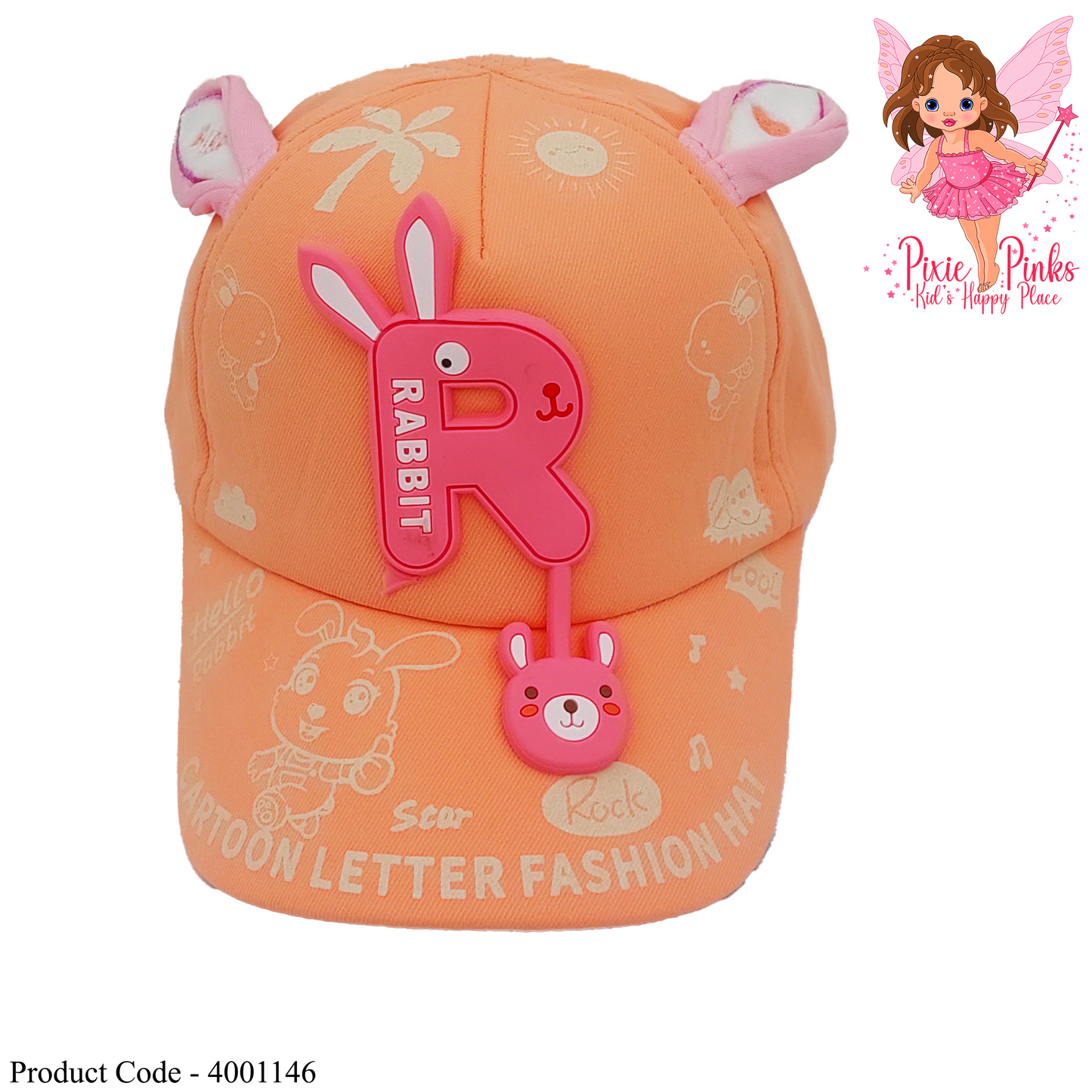 Orange Rabbit Cap with 3D Elements