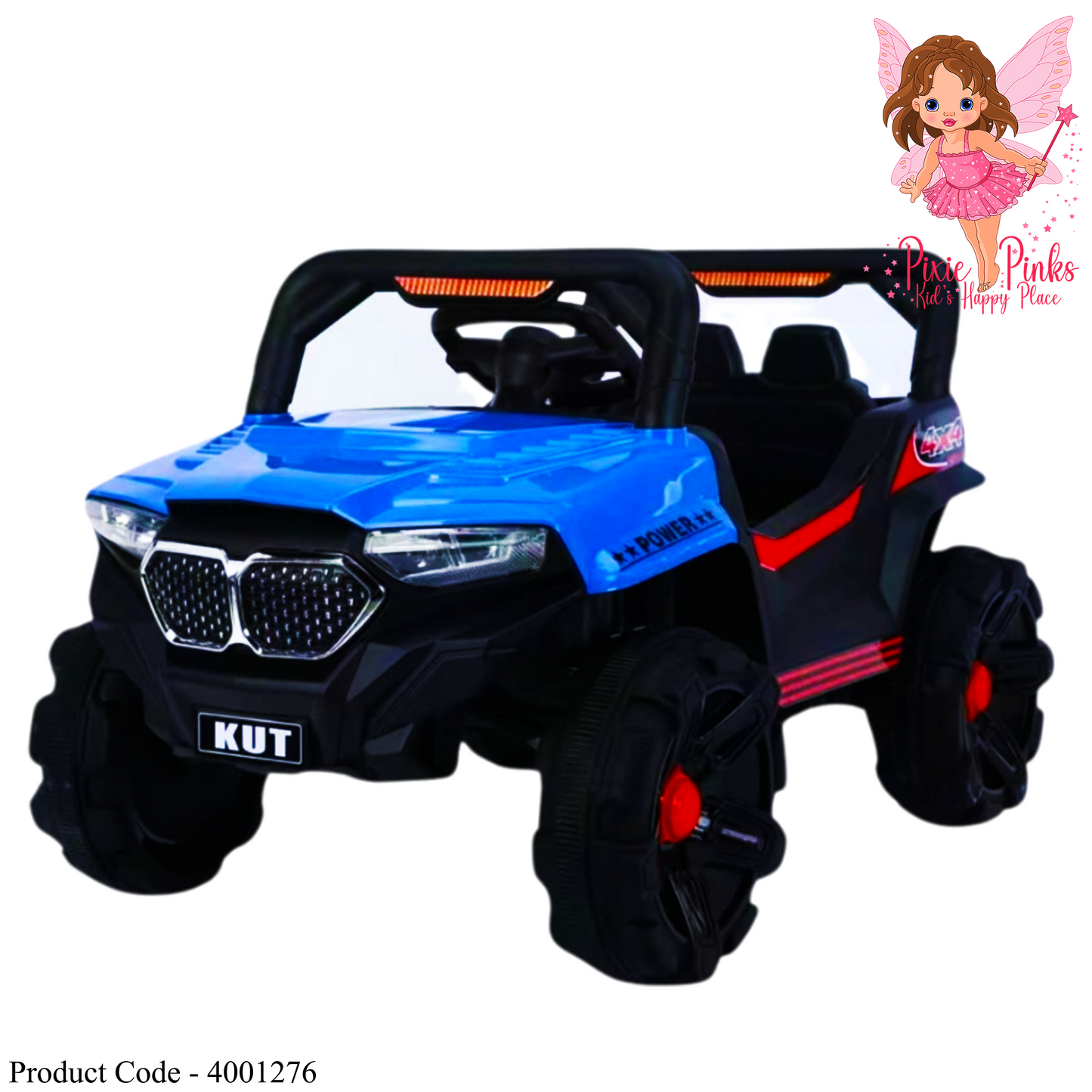 Kids Electric Ride-On Jeep – Blue Power Edition | Rechargeable Electric Car | Pixiepinks