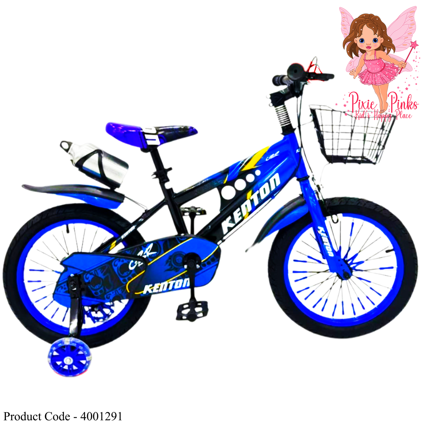Kenton CBR SpeedX Kids Bicycle 12" | 16” | 20" – Blue Racer Edition | Basket, Bottle & Training Wheels