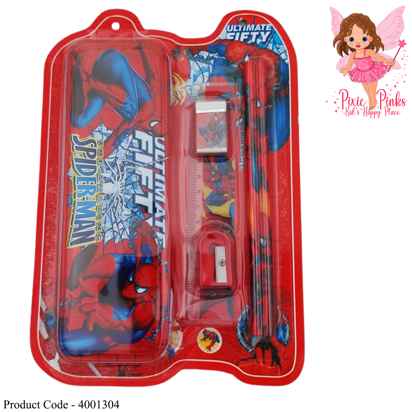 Spider-Man Ultimate Stationery Set for Kids – 6-Piece School Kit | Pencil, Ruler, Eraser, Sharpener & More