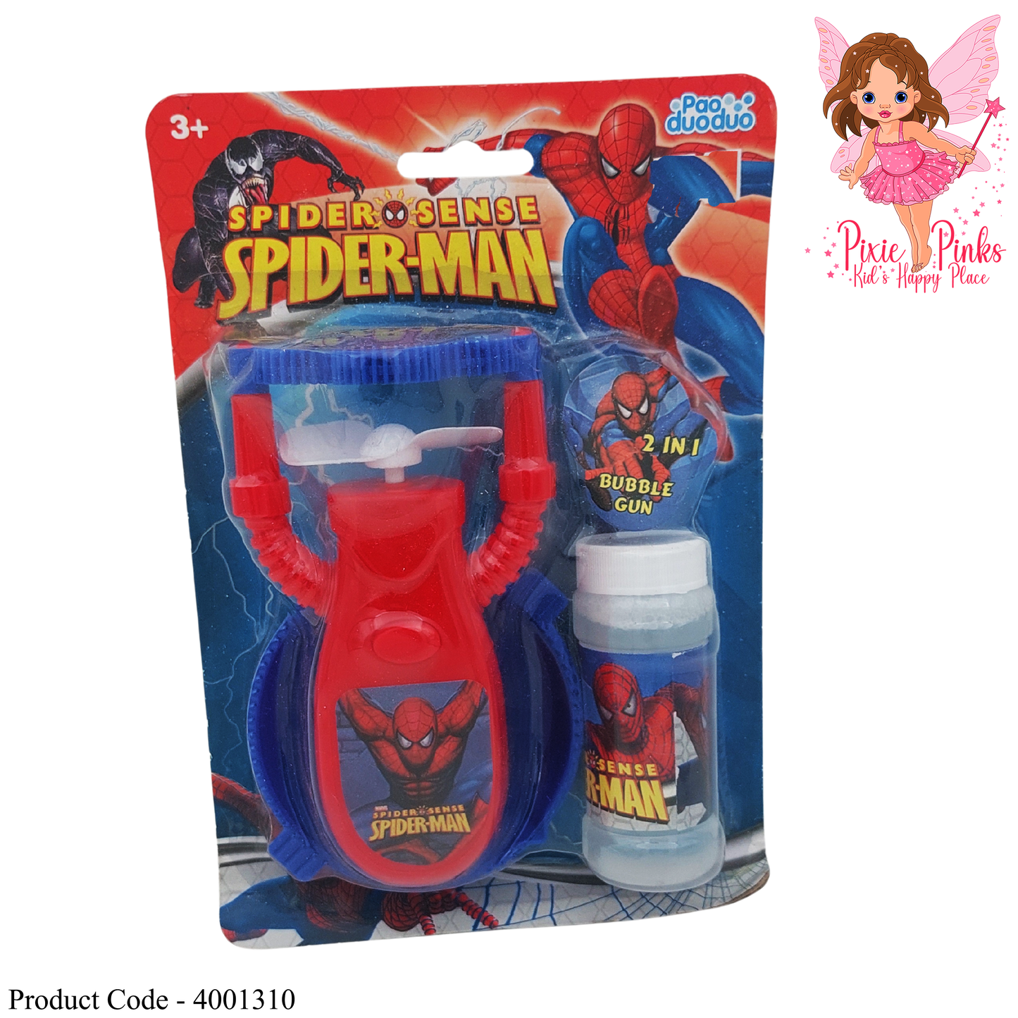 Spider-Man Bubble Gun Toy for Kids | 2-in-1 Fan & Bubble Blower | Outdoor Fun for Ages 3+