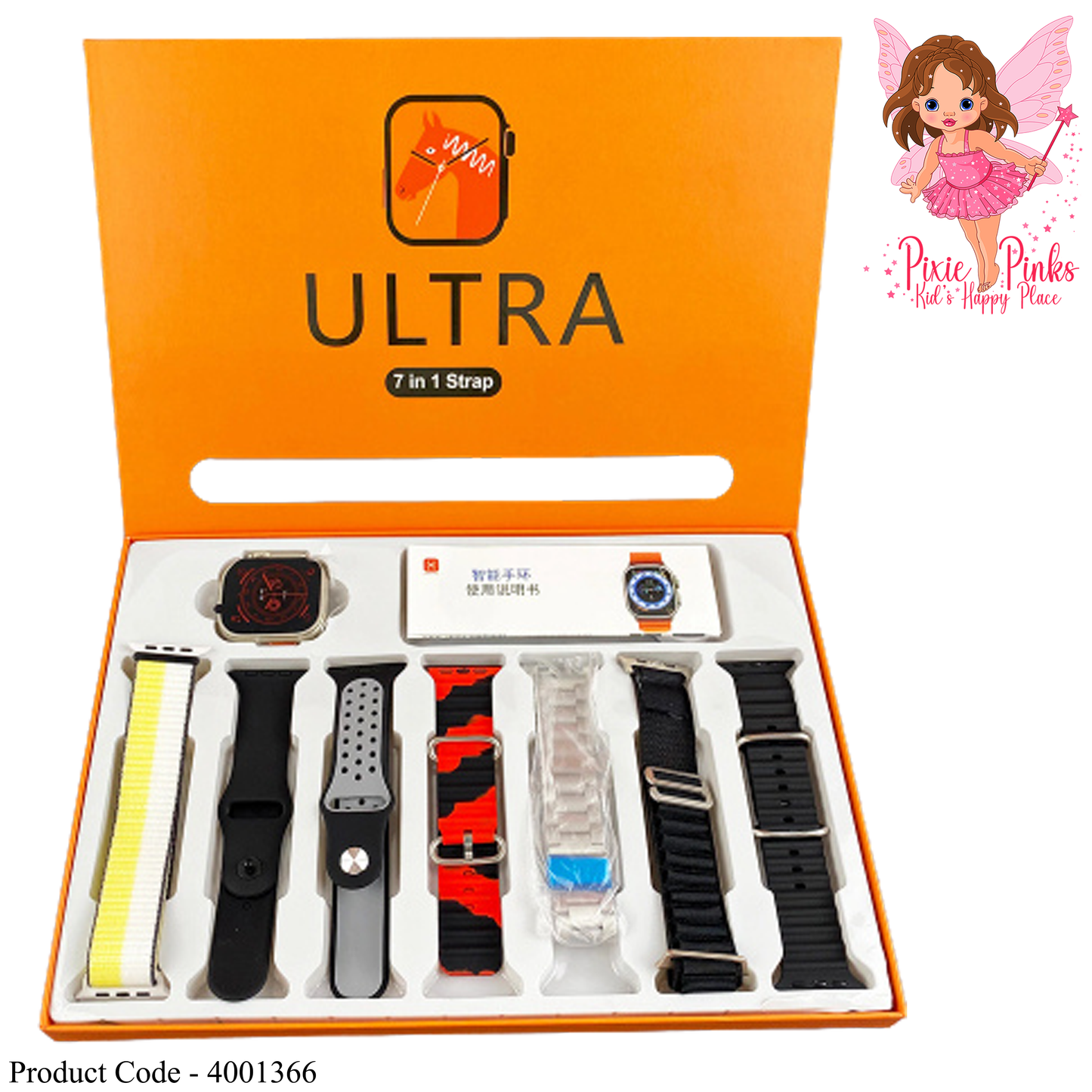 Ultra Smart Watch with 7 in 1 Strap Set – Interchangeable Bands for Everyday Use