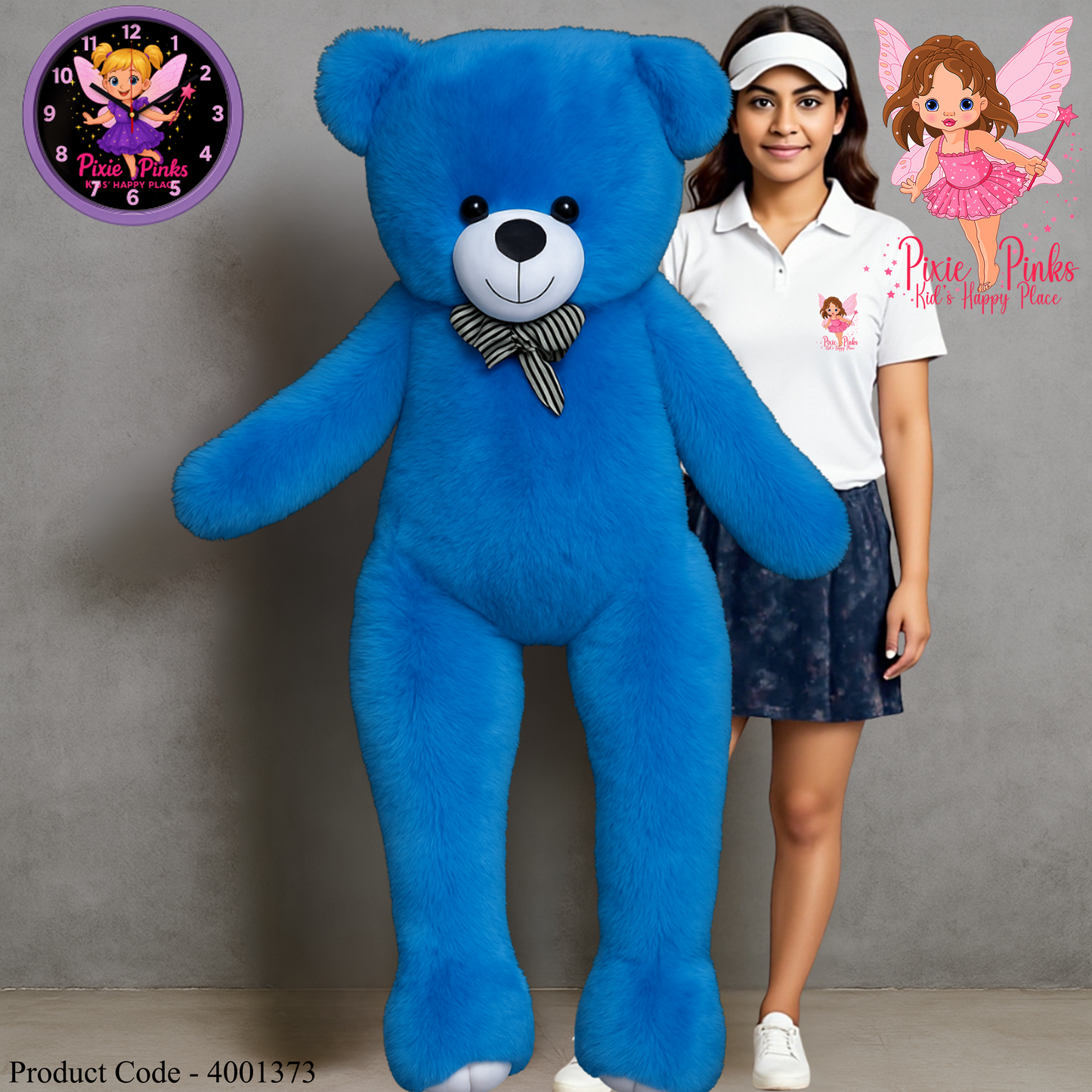 Pixie Pinks® Giant Blue Teddy – 5 Feet Hug Buddy