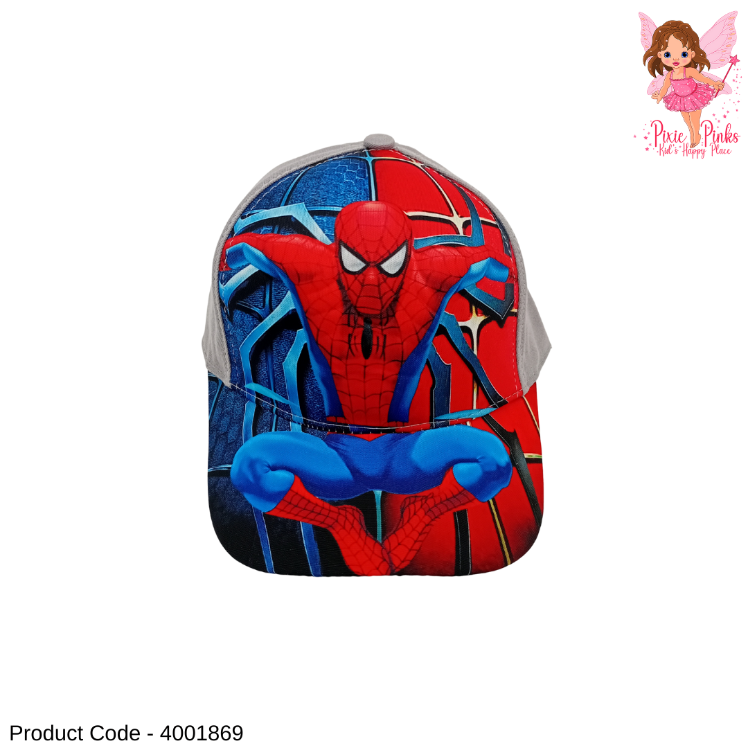 Kids Embossed Spider Superhero Cap | Adjustable Cartoon Cap