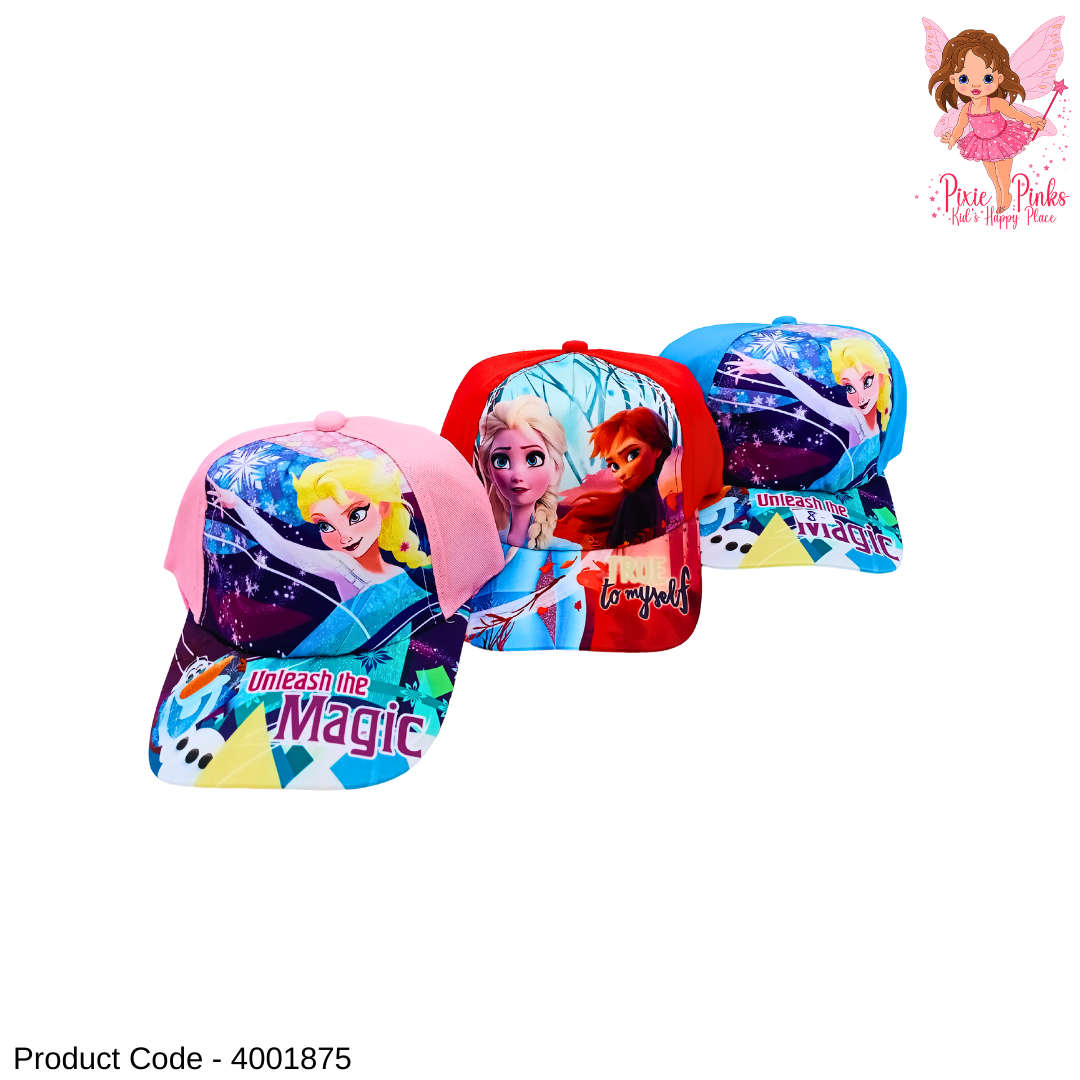 Frozen Girls Cartoon Cap | Adjustable Kids Baseball Cap with Elsa & Friends Design