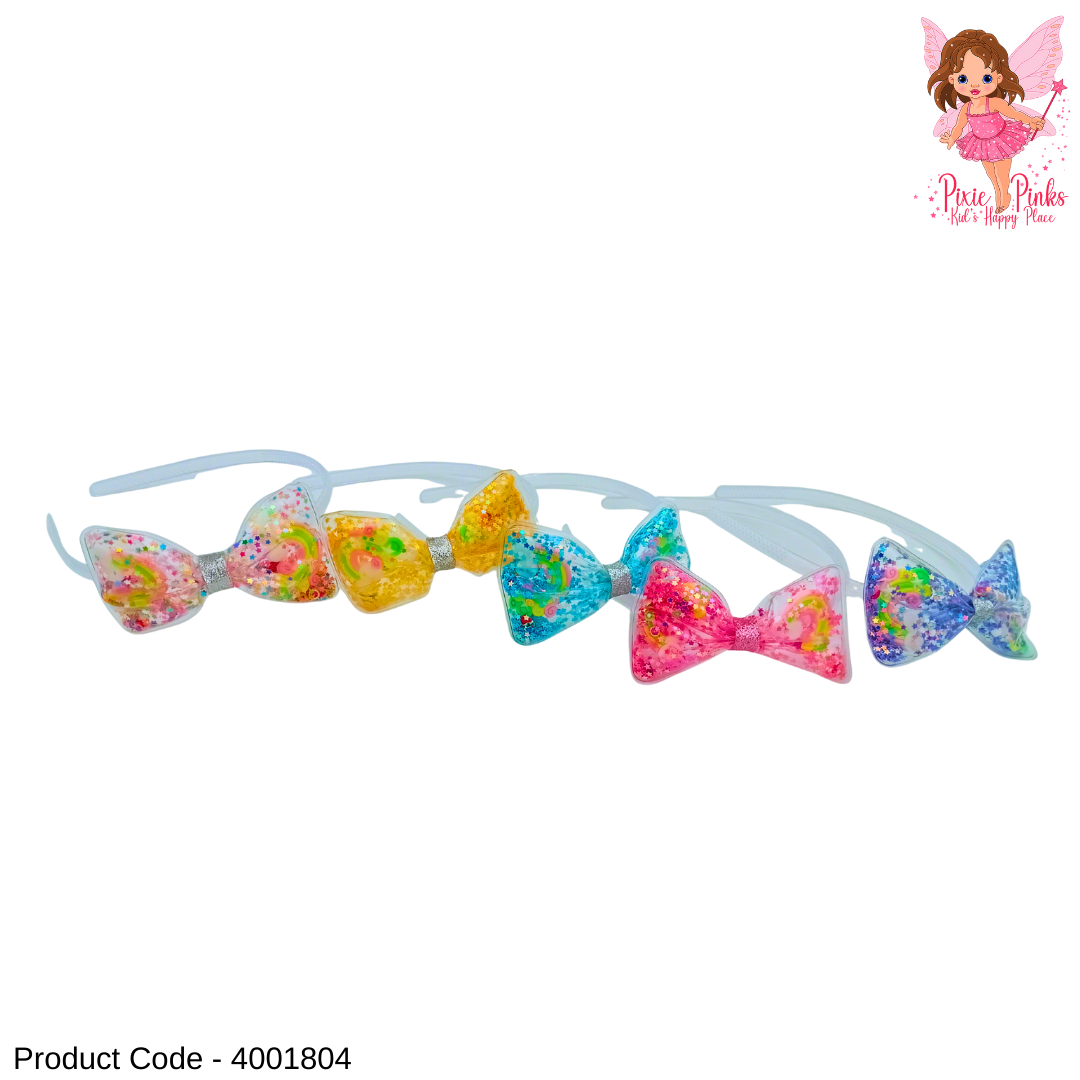SparklePop Color Bow Headband – Glitter-Sequin Rainbow Hair Band for Girls