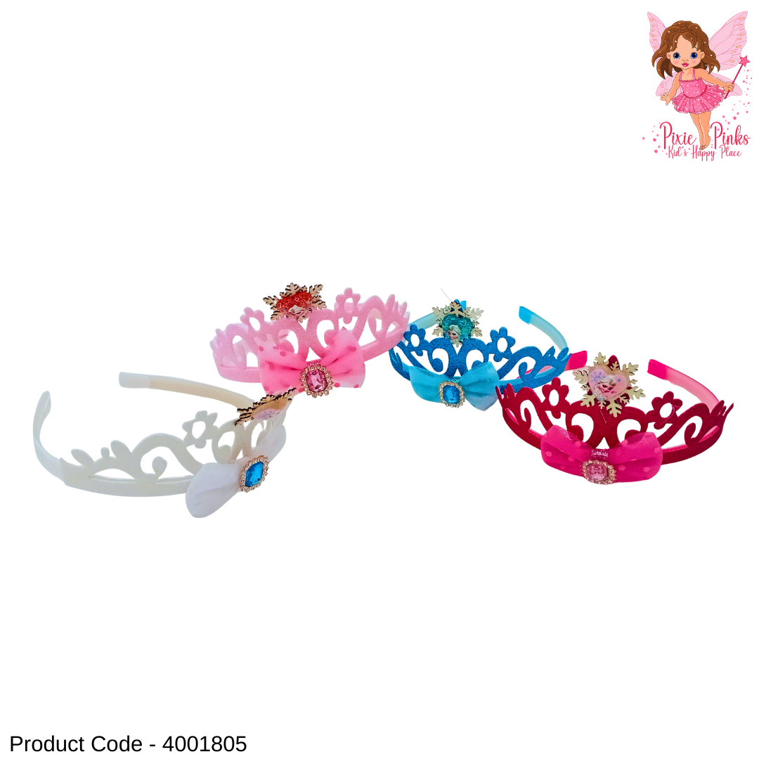 Glitter Princess Crown Headband with Bow – Sparkly Royal Hair Accessory for Girls