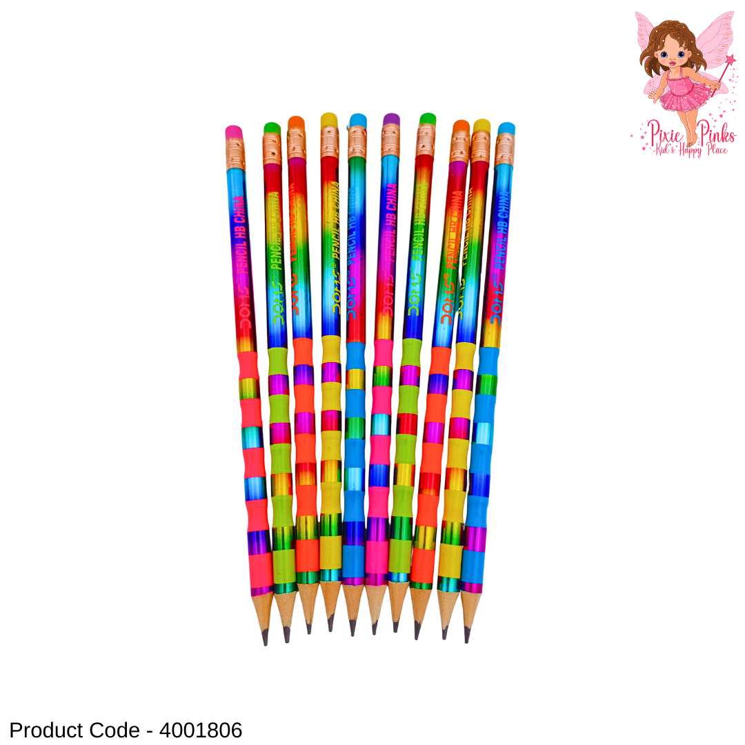 DOMS Vibrant Rainbow HB Pencils for Kids – Smooth Writing, Colorful Body, School & Art Use