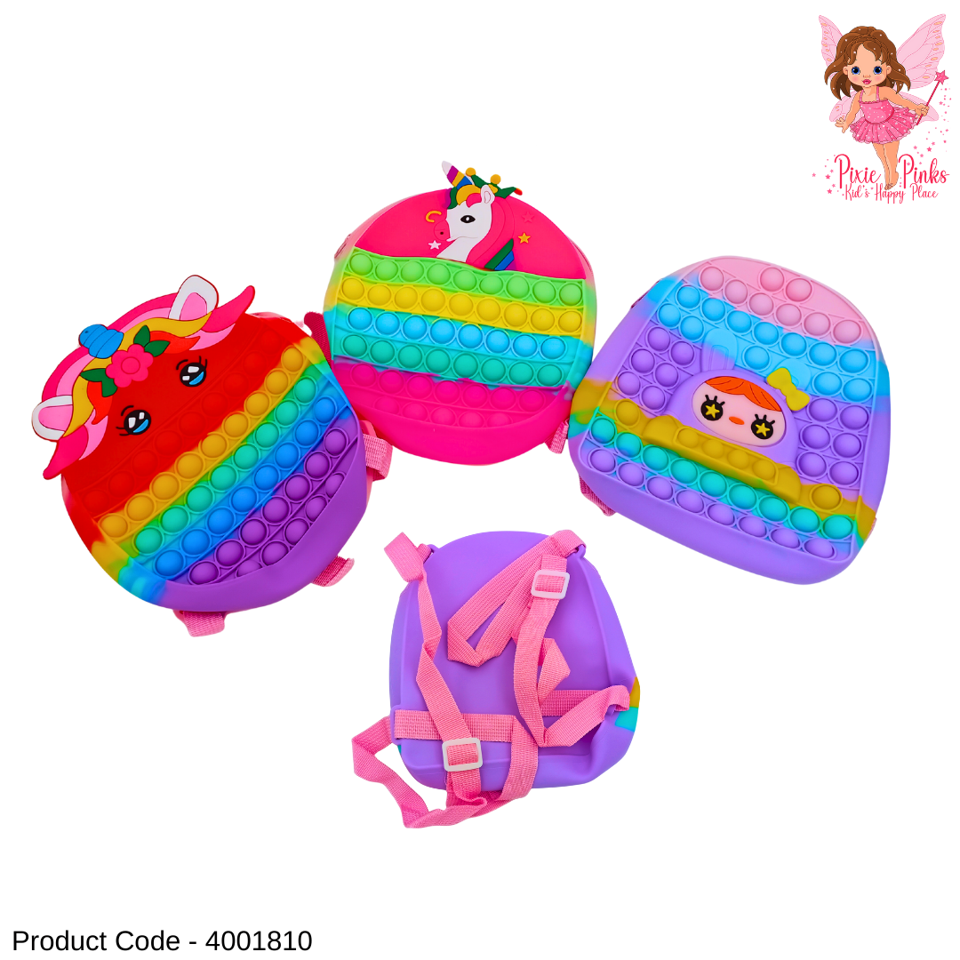 Rainbow Pop-It Backpack for Trendy Girls | Cute Silicone Fidget Bag for Kids