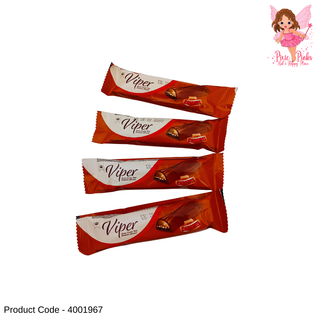 Viper Caramel Filled Milk Compound Chocolate Bar – Crispy & Crackly Snack (26g)