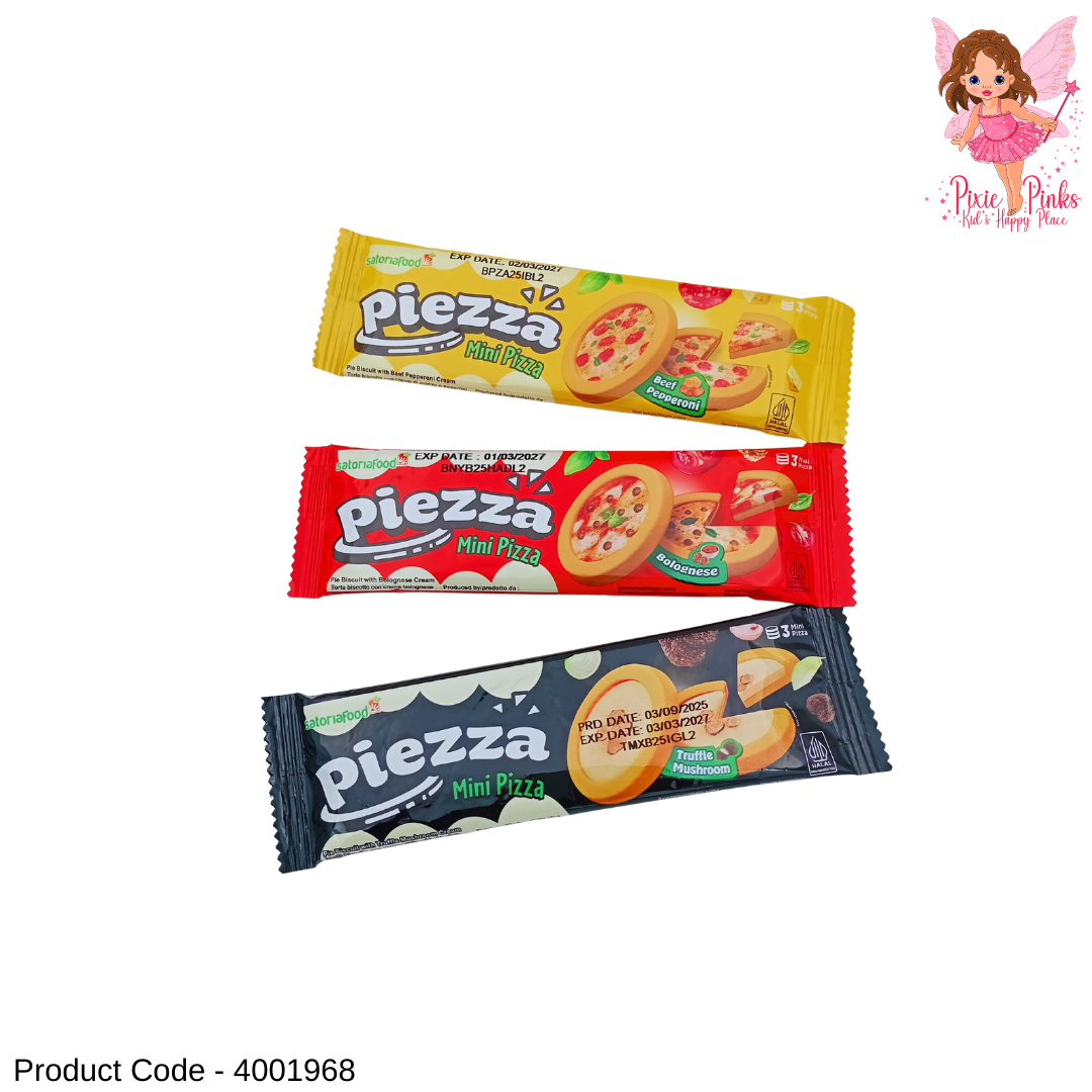 Piezza - Mini Pizza Pie Biscuits Snack Pack – Bolognese, Beef Pepperoni & Truffle Mushroom (21g)