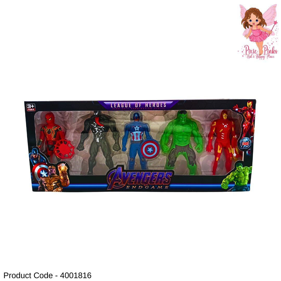 Avengers League of Heroes – 5 Action Figure Pack for Kids (Age 3+) | Superhero Toy Set