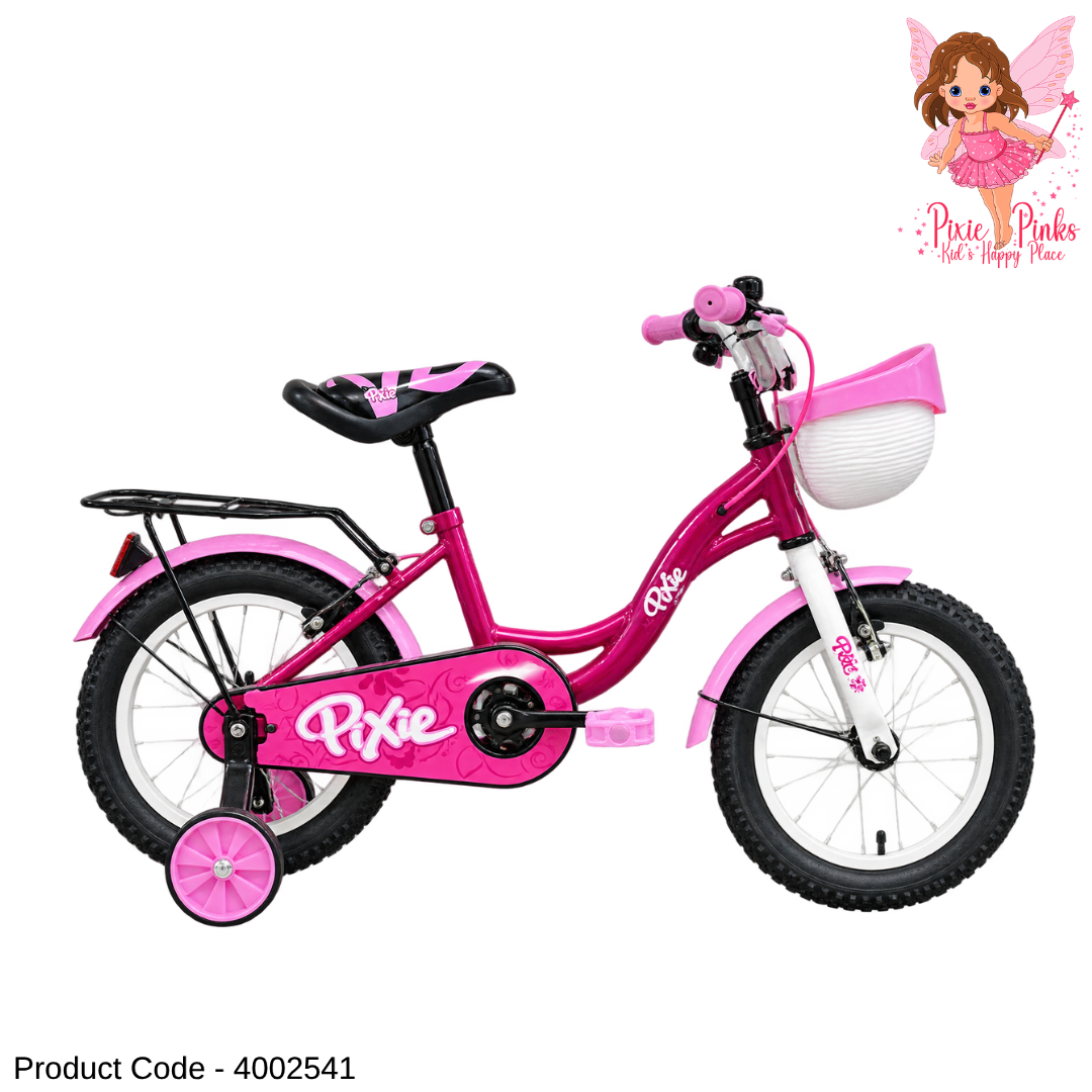 Lumala Pixie 16-Inch Girls Bicycle – Purple & Pink Kids Bike with Training Wheels, Basket & Full Chain Cover
