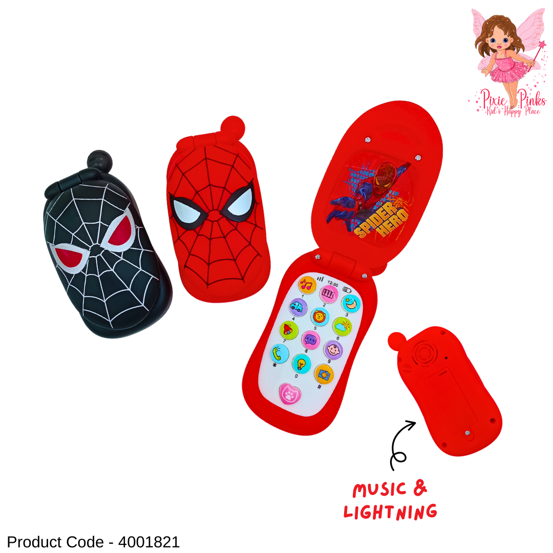 Spider Hero Music & Light Toy Phone – Interactive Flip Phone for Kids (Age 3+)