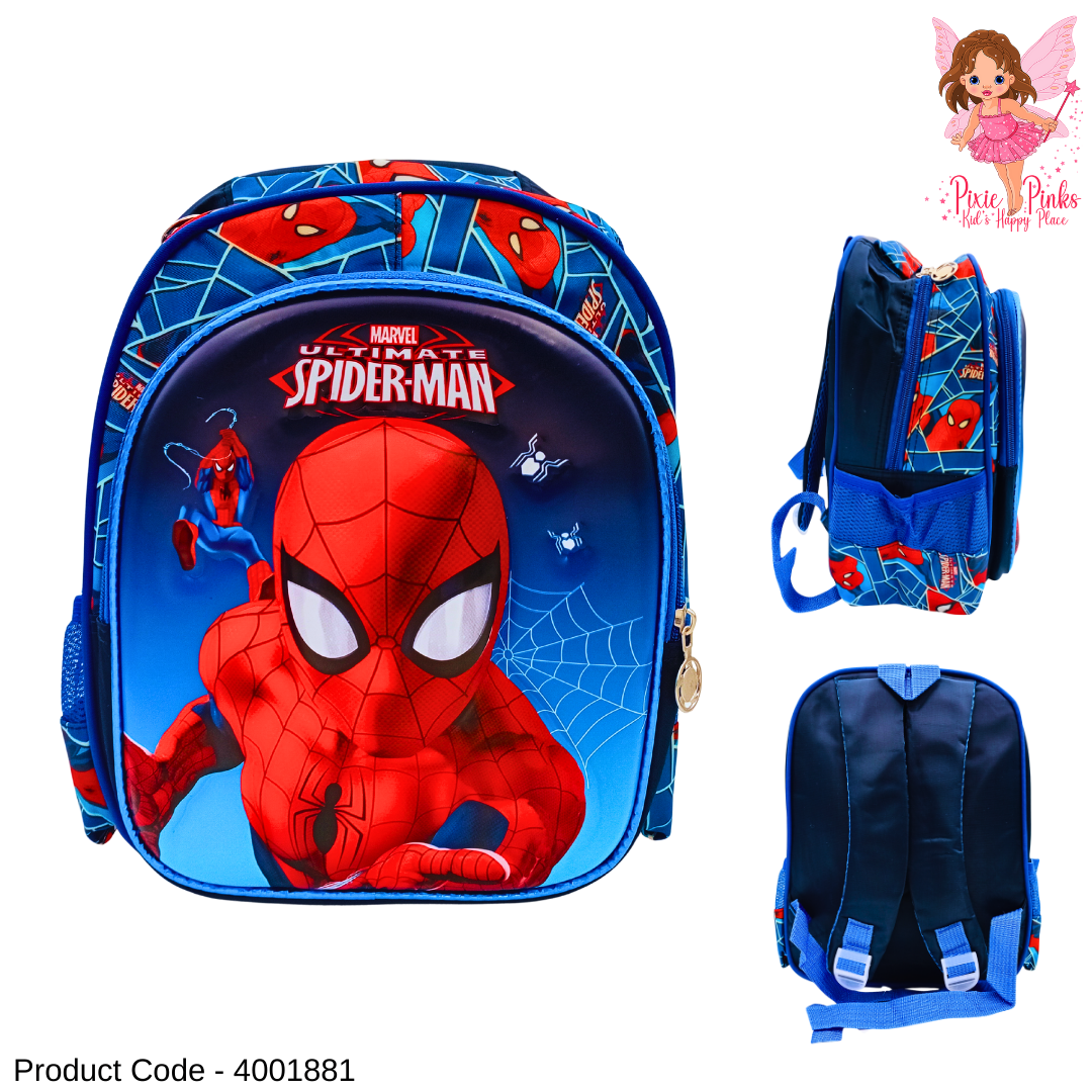 Spiderman Themed 3D Kids School Bag for Nursery | Cartoon Backpack with 2 Compartments (31cm)