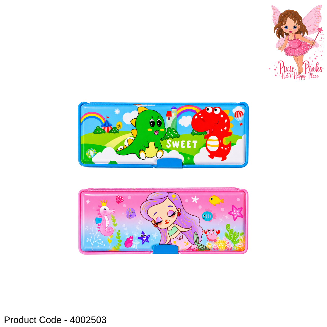 1PC Kids Small Magnetic Pencil Box – Cute Cartoon School Stationery Case