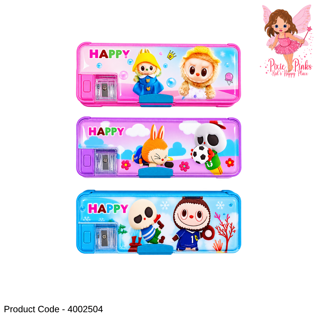 1PC Kids Labubu Small Magnetic Pencil Box with Built-In Sharpener โ Cute School Stationery Case