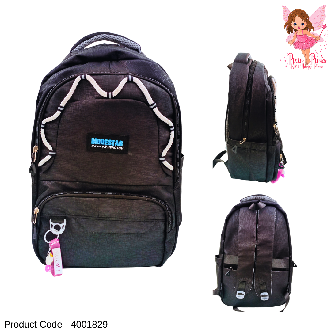 Large Black Designed School Bag for Boys & Girls – Durable, Stylish & Spacious – Perfect for Grade 6 and Upper