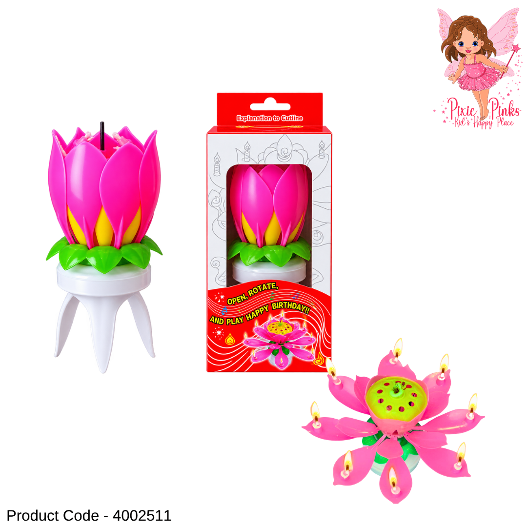 1PC Musical Rotating Lotus Birthday Candle โ Flower Opening Happy Birthday Candle for Cakes & Parties
