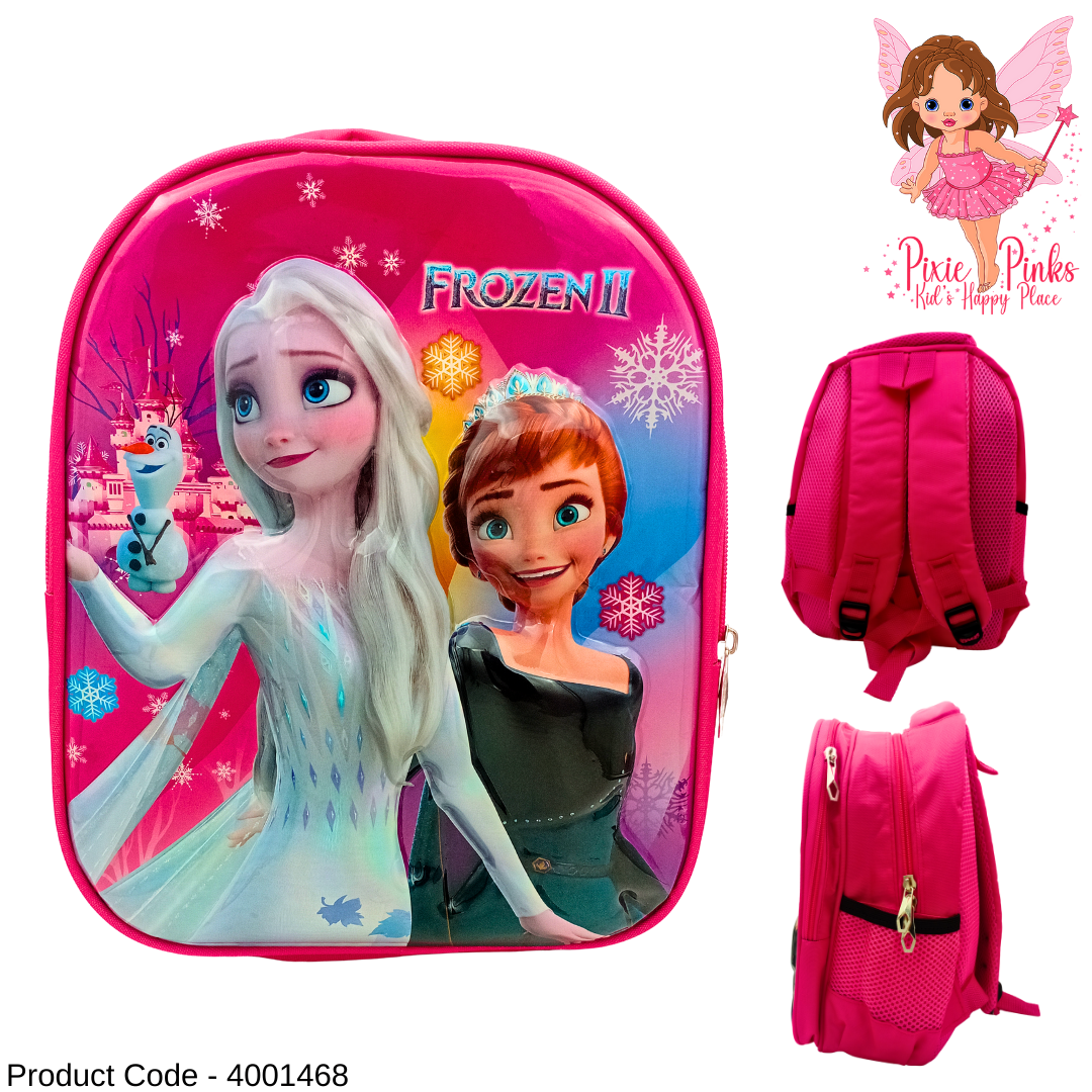 Magical Frozen II Embossed Backpack – Stylish Pink School Bag for Girls