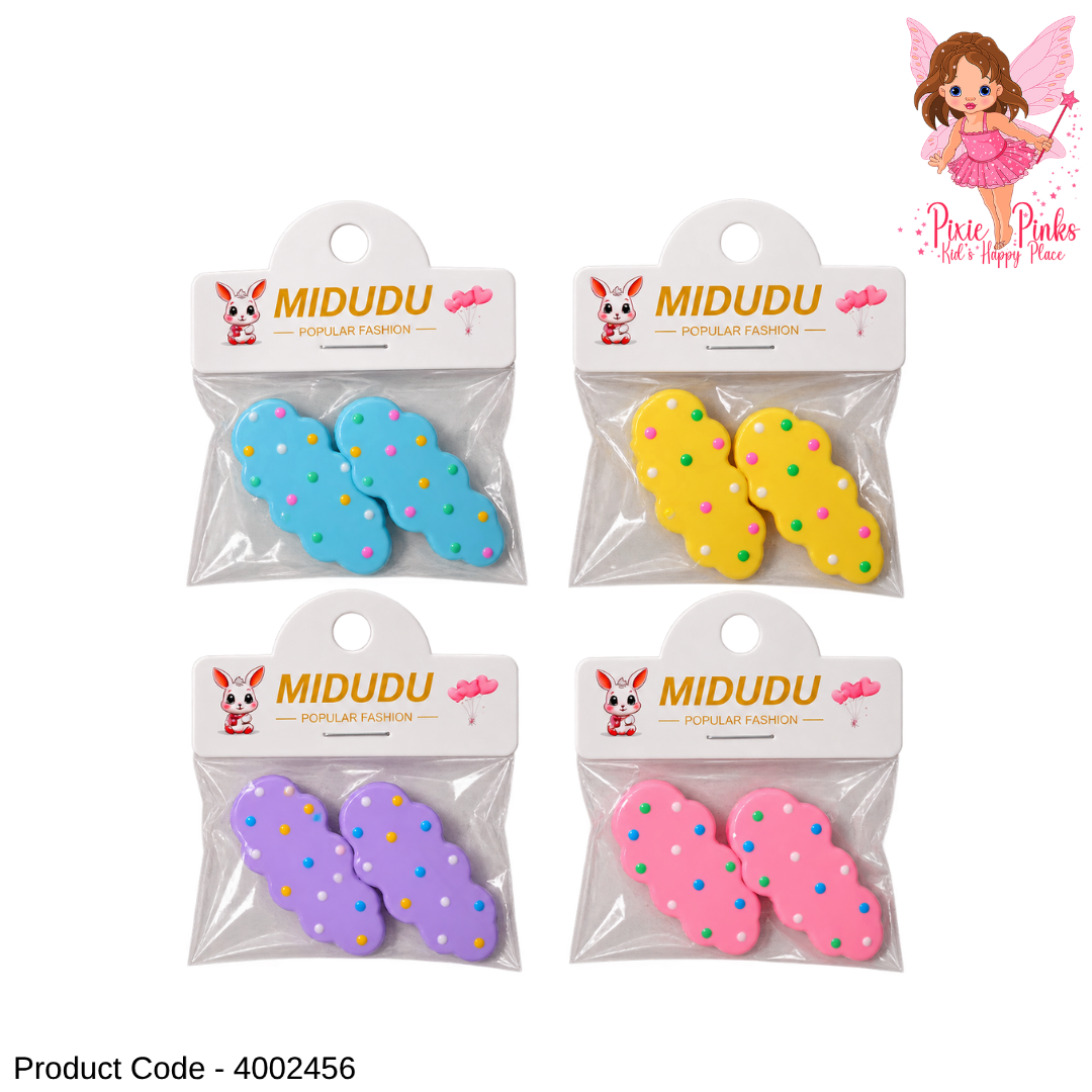 Charming 2Pcs Girls Hair Clips Pack โ Colourful Cute Snap Hair Clips for Kids