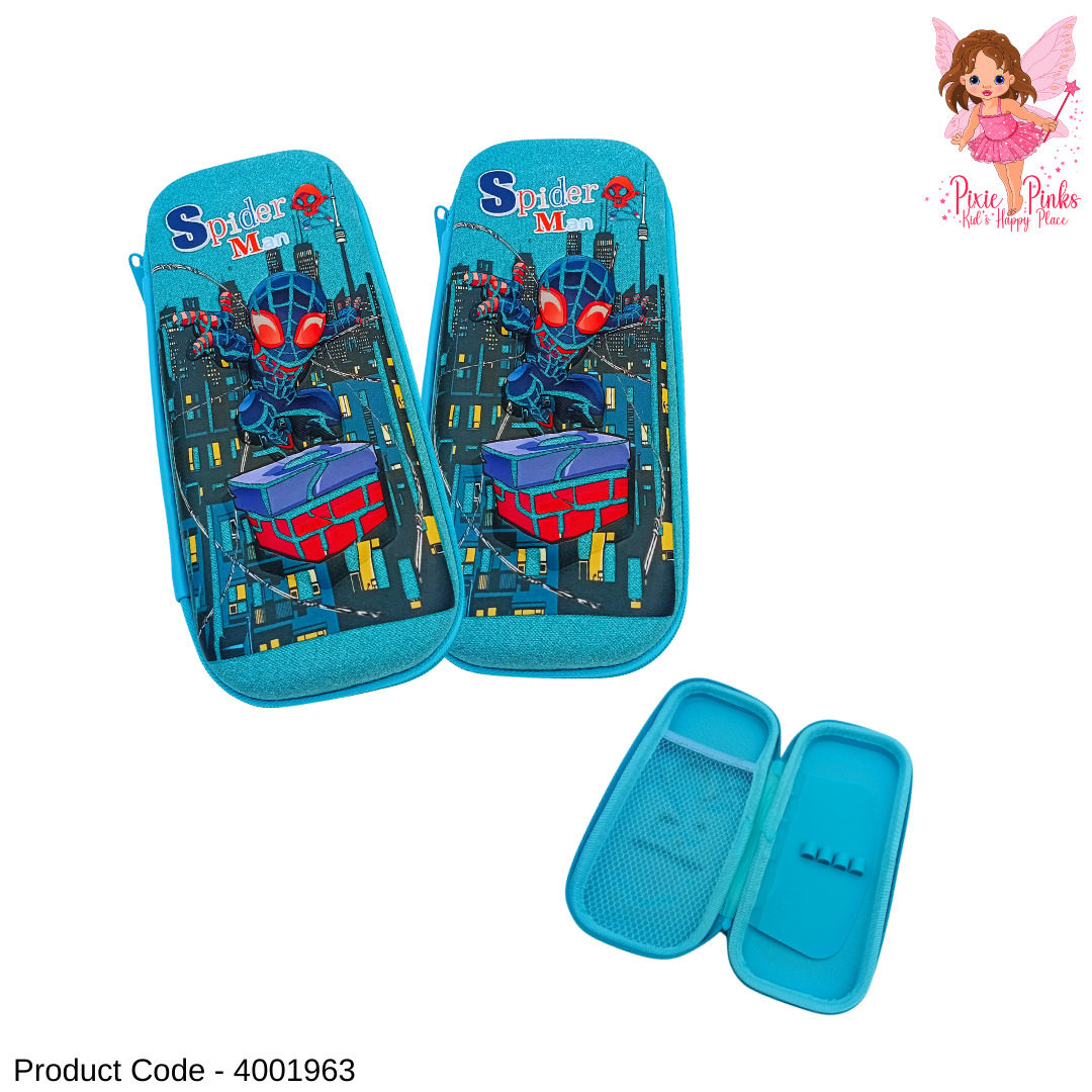 Spider-Man Kids Embossed Shiny Pencil Case | Hard Shell Cartoon Pencil Pouch