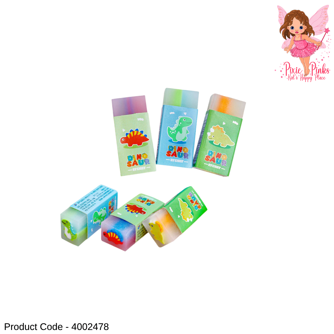 1PC Cute Dinosaur Transparent Eraser for Kids – Colourful School Stationery Eraser