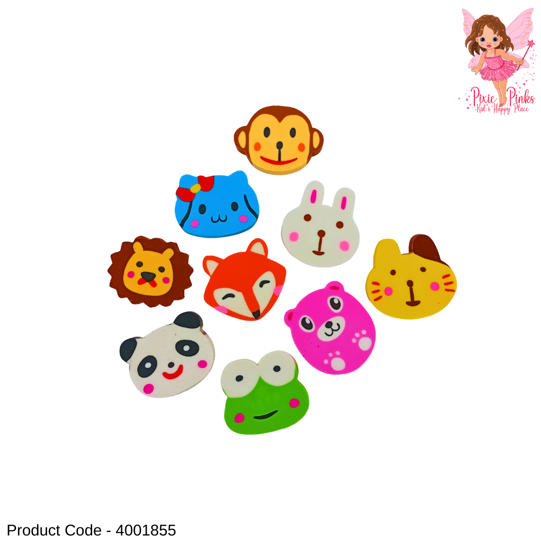 Cute Animal Face Eraser for Kids – Soft, Fun & Easy-Grip School Eraser (1pc)