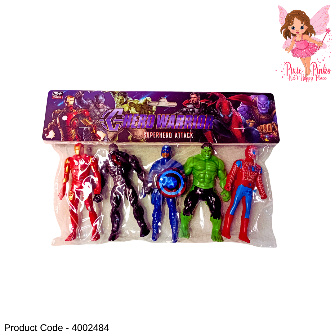 5PC Mini Marvel Superhero Action Figures Pack for Kids โ Iron Man, Black Panther, Captain America, Hulk & Spider-Man Toy Set