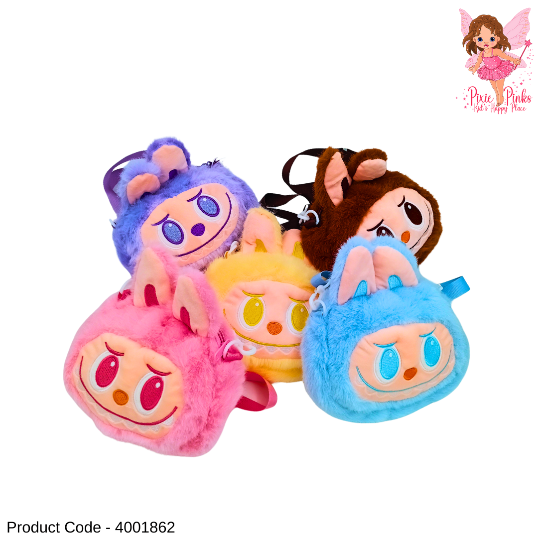 Cute Plush Labubu Crossbody Side Bag for Girls – Soft Fluffy Shoulder Bag with Adjustable Strap