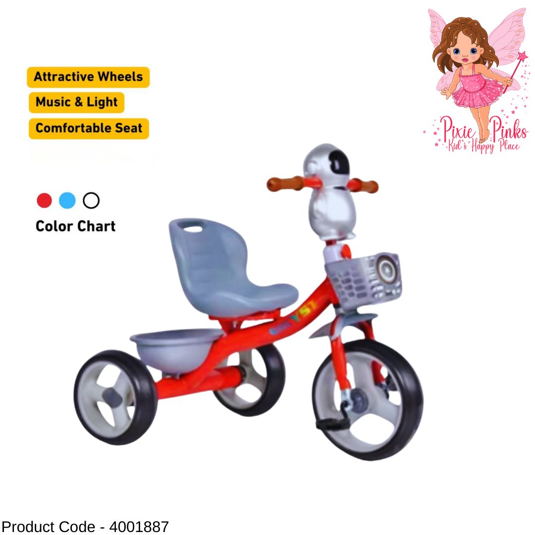 Trendy Kids Tricycle with Music & Lights, Comfortable Seat and Storage Buckets