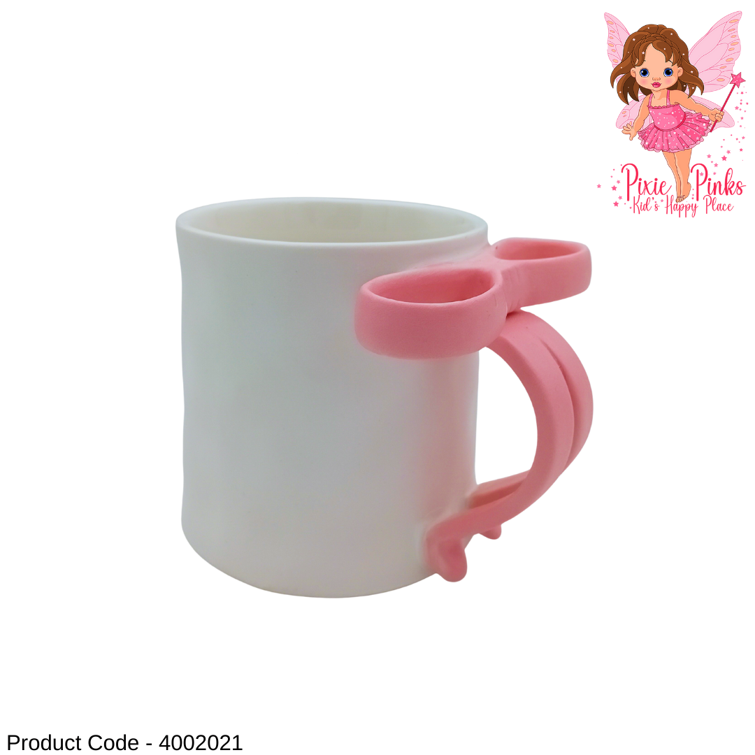 Cute Matte Porcelain Mug with Bow Handle – Minimal Aesthetic Coffee Cup