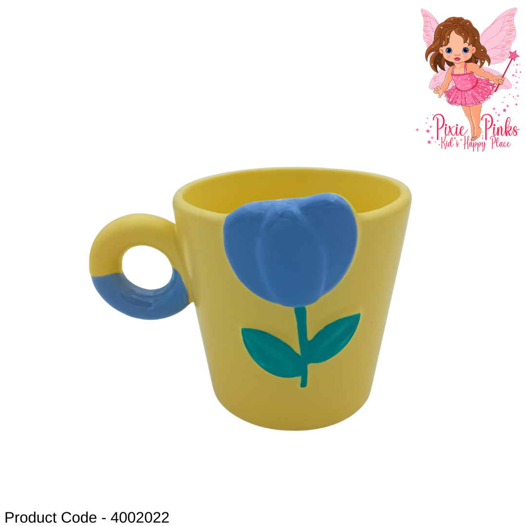 Cute Embossed Flower Porcelain Mug – Simple Aesthetic Coffee Cup