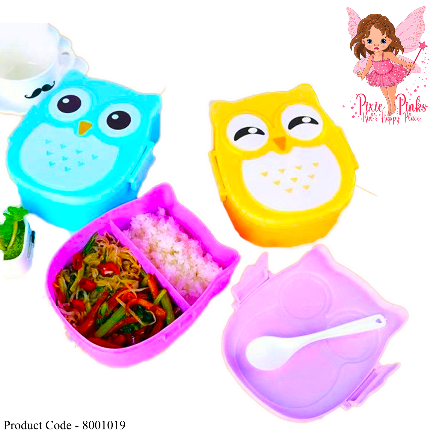 Pixie Pinks Owl Lunch Box with Compartments