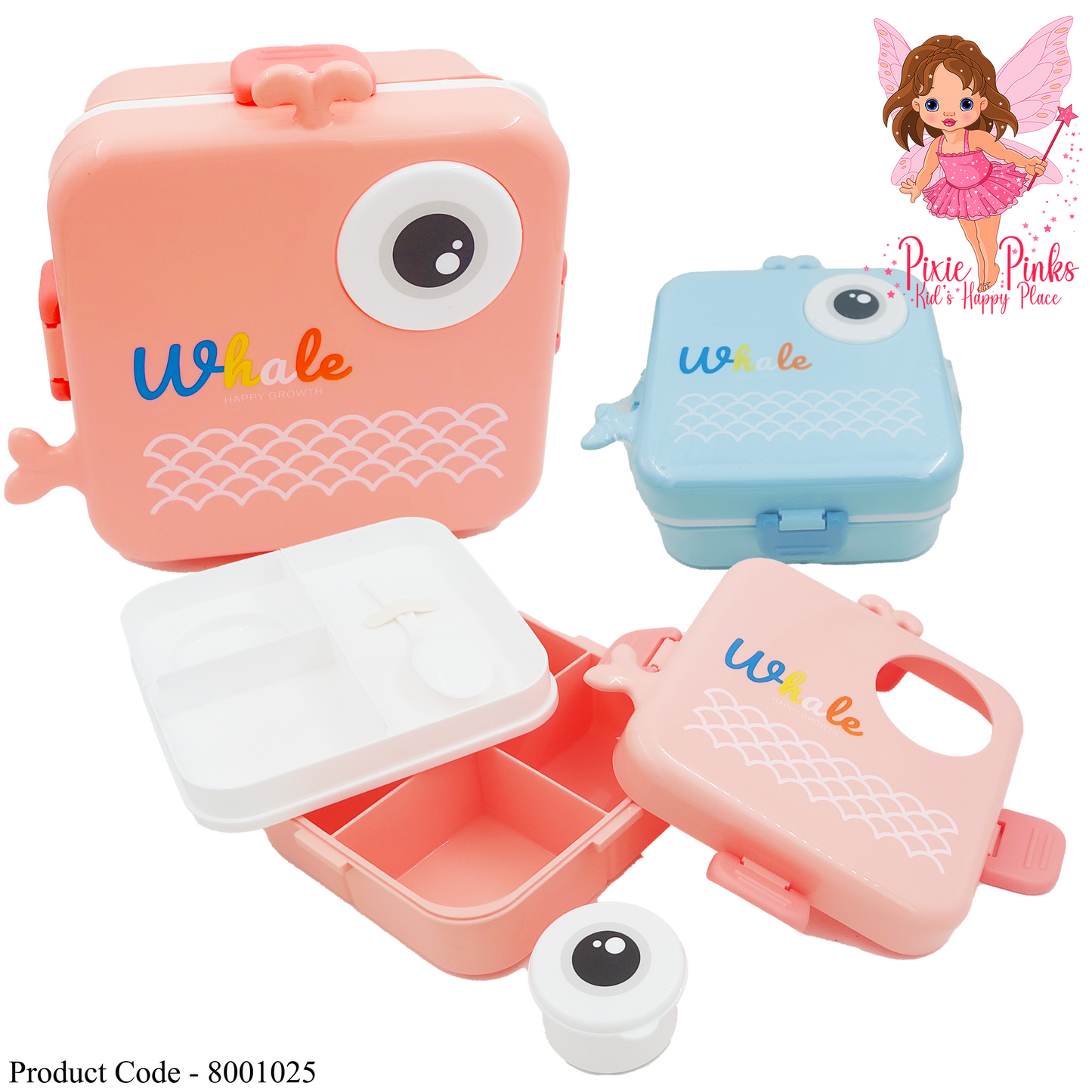 Pixie Pinks Whale Lunch Box with Compartments