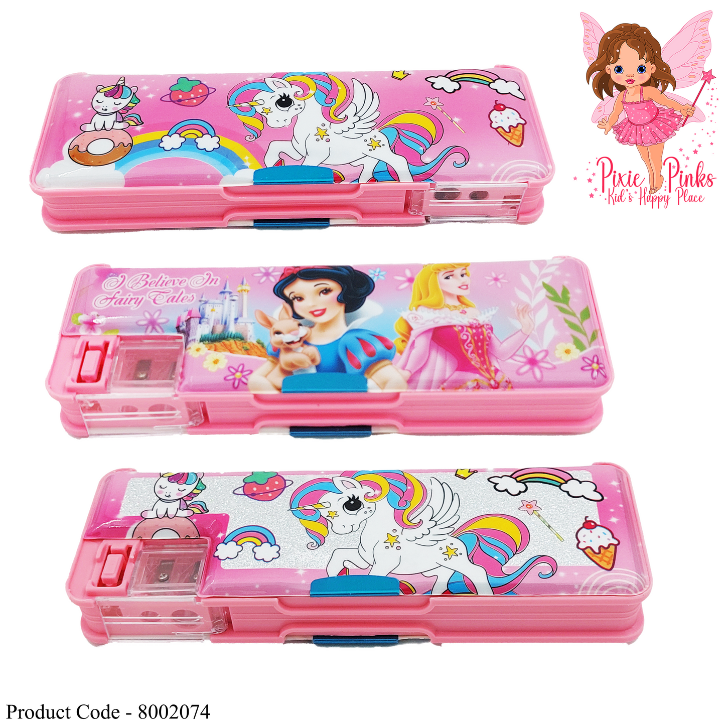 Pixie Pinks Kids’ Fairy Tale Pencil Case with Multiple Compartments