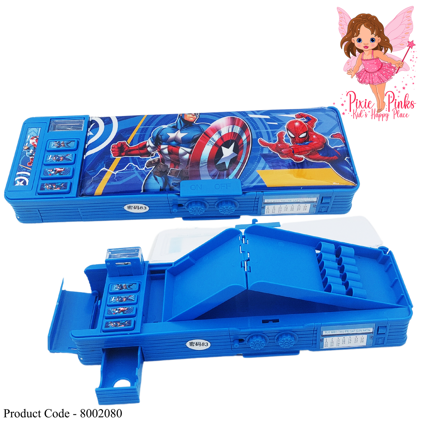 Superhero Multi-Function Pencil Box – Blue