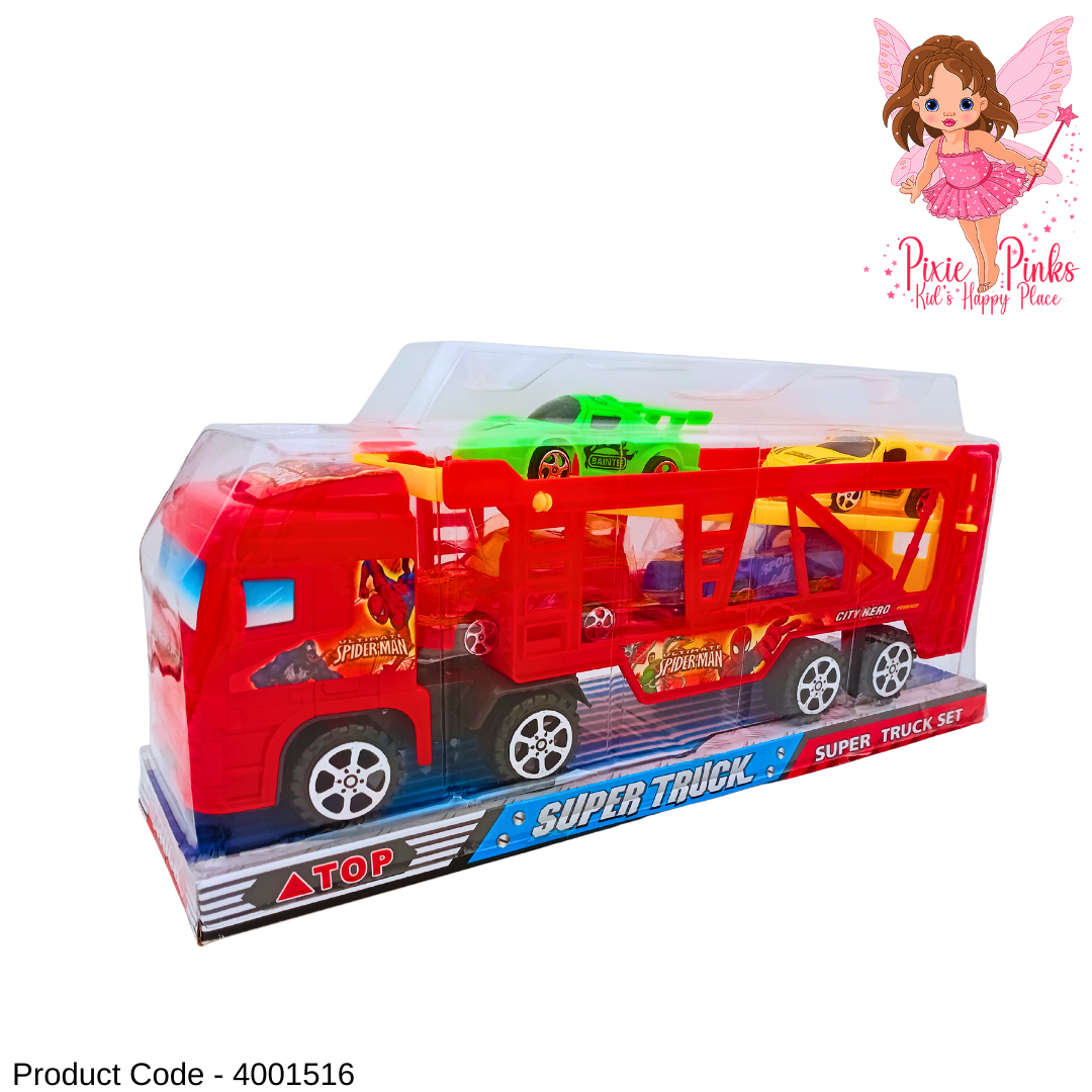 π PixiePinks Super Truck Car Carrier π | Spidy Hero Transport Truck with Mini Cars | Fun Gift for Kids 3+